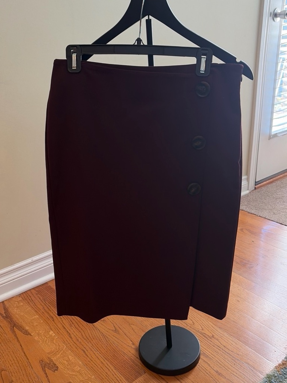 Ann Taylor Wine-Burgundy Side Button Pencil Skirt